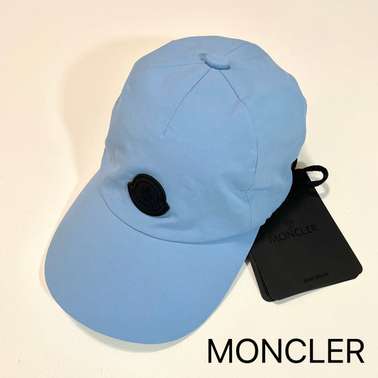 MONCLER モンクレール ベースボールキャップ M 帽子 ロゴ ナイロン シンプル おしゃれ 水色 ライトブルー 新品未使用