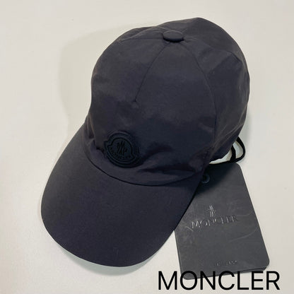 MONCLER モンクレール ベースボールキャップ M 帽子 ロゴ ナイロン シンプル おしゃれ 薄手 黒 ブラック 新品未使用