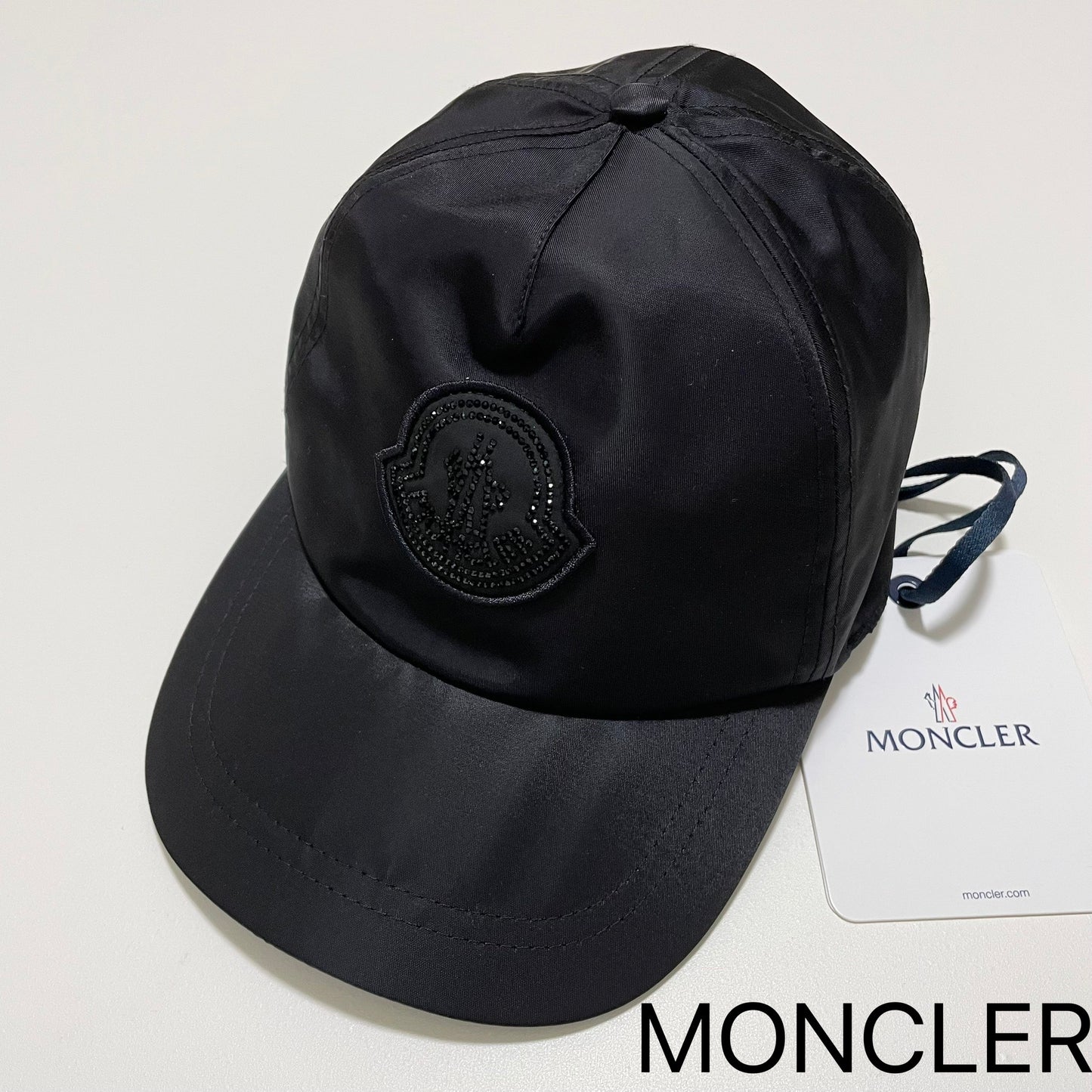MONCLER モンクレール ベースボールキャップ 帽子 ロゴ ラインストーン おしゃれ レディース 黒 ブラック 新品未使用