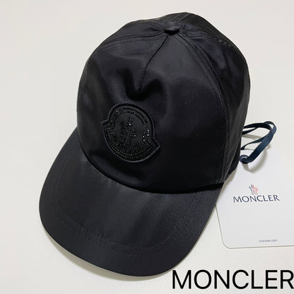 MONCLER モンクレール ベースボールキャップ 帽子 ロゴ ラインストーン おしゃれ レディース 黒 ブラック 新品未使用