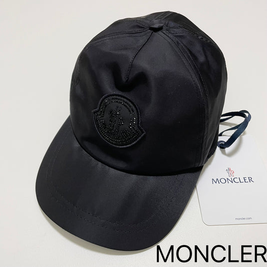 MONCLER モンクレール ベースボールキャップ 帽子 ロゴ ラインストーン おしゃれ レディース 黒 ブラック 新品未使用