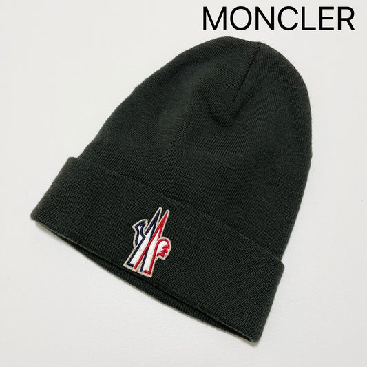MONCLER モンクレール ニットキャップ ニット帽 帽子 ロゴ ワッペン シンプル メンズ レディース グリーン 新品未使用