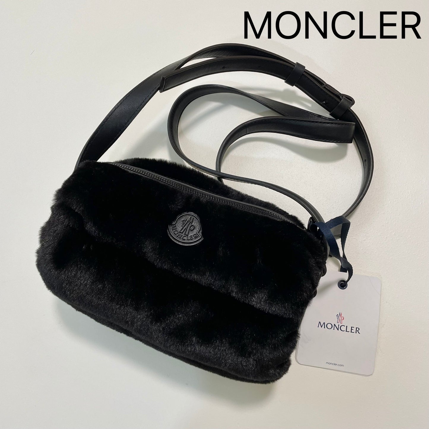 MONCLER モンクレール ショルダーバッグ ファー ダウン レディース KEONI NEW ロゴ 黒 ブラック 新品未使用