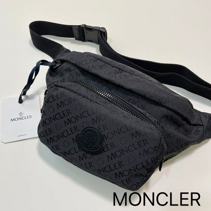 MONCLER モンクレール ボディバッグ 総柄 ナイロン ウエストバッグ ベルトバッグ DURANCE ロゴ 黒 新品未使用