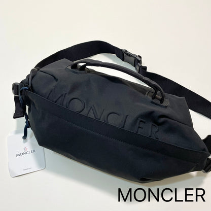 MONCLER モンクレール ボディバッグ ウエストバッグ ウエストポーチ ベルト メンズ レディース シンプル ロゴ ブラック