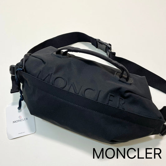 MONCLER モンクレール ボディバッグ ウエストバッグ ウエストポーチ ベルト メンズ レディース シンプル ロゴ ブラック