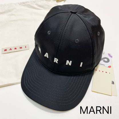 MARNI マルニ ベースボールキャップ レディース メンズ 刺繍 ナイロン 撥水 帽子 シンプル 黒 ブラック 新品未使用