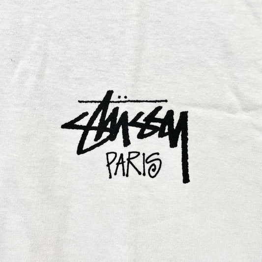 STUSSY ステューシー Tシャツ L パリ限定 半袖 プリント ロゴ プリント クルーネック コットン ホワイト 新品未使用