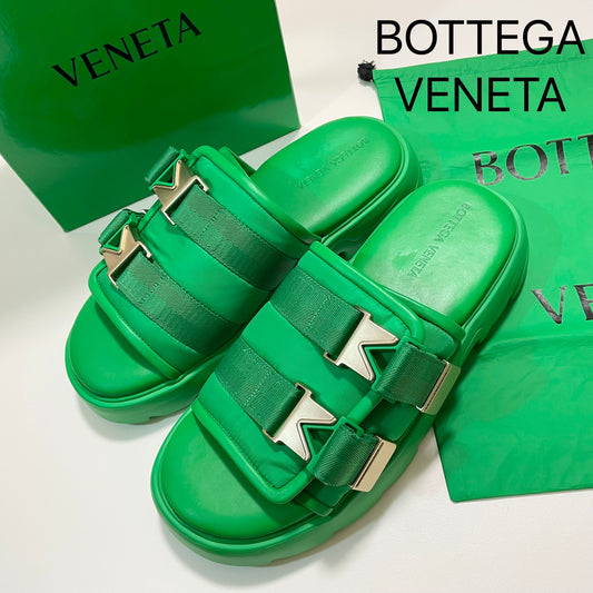 BOTTEGA VENETA ボッテガヴェネタ サンダル 31cm スリッパ スライド 大きいサイズ メンズ グリーン 新品未使用