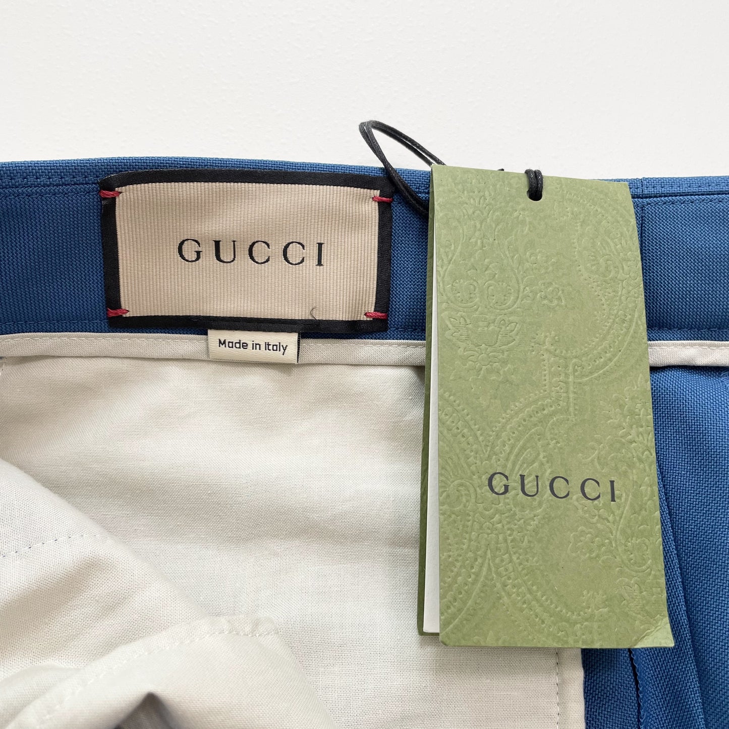 GUCCI グッチ パンツ 44 ノータック シングルパンツ スラックス ボトムス 751787 メンズ 青 ブルー新品未使用