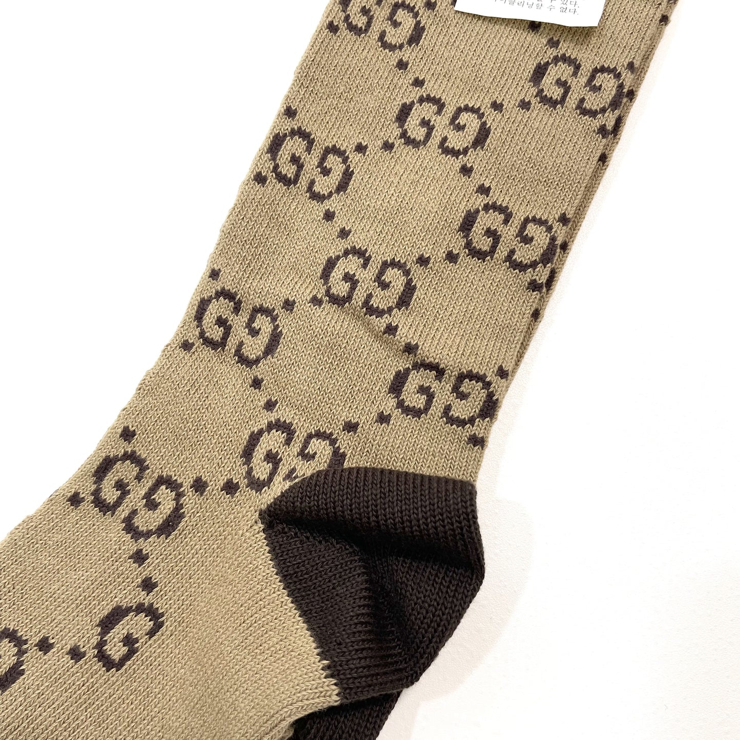 GUCCI グッチ 靴下 S 22cm 23cm 24cm ソックス ロング メンズ レディース 総柄 茶 ブラウン 新品未使用