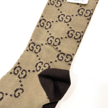 GUCCI グッチ 靴下 S 22cm 23cm 24cm ソックス ロング メンズ レディース 総柄 茶 ブラウン 新品未使用