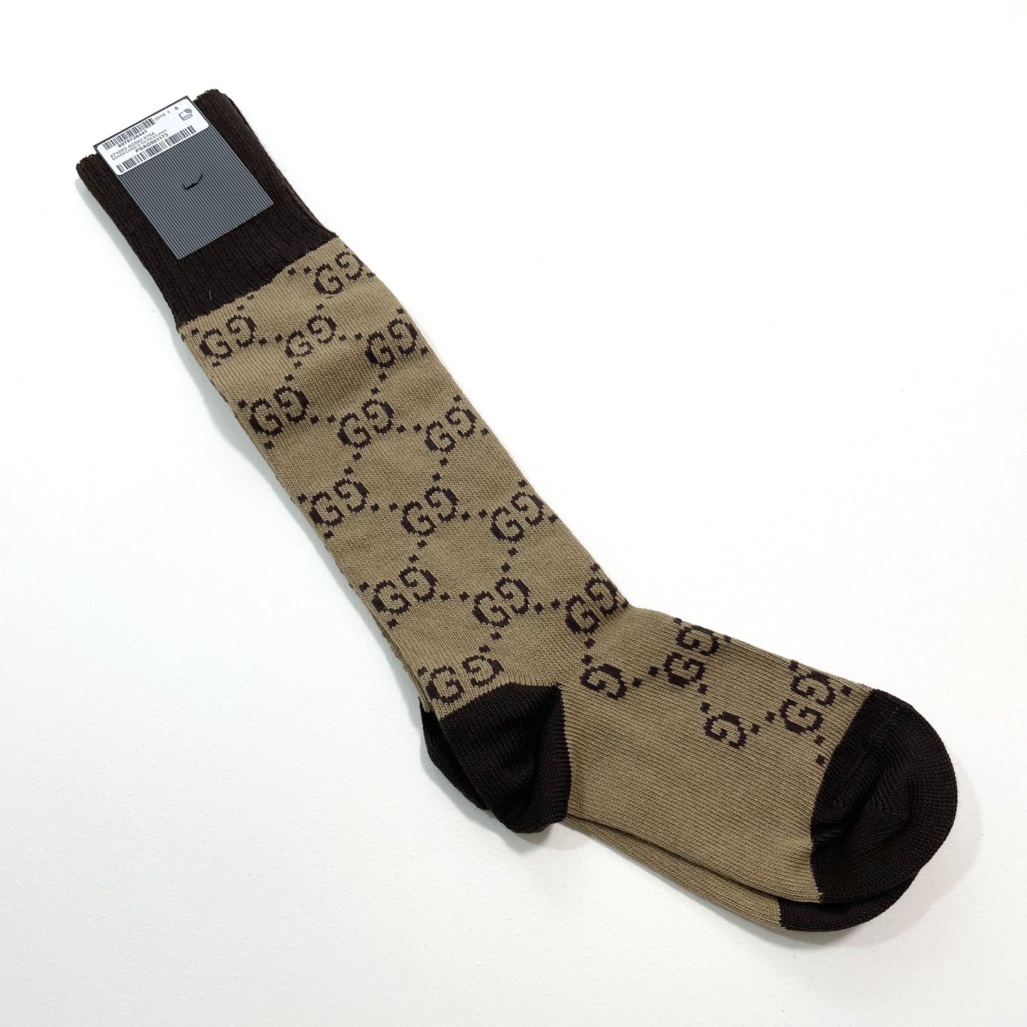 GUCCI グッチ 靴下 S 22cm 23cm 24cm ソックス ロング メンズ レディース 総柄 茶 ブラウン 新品未使用