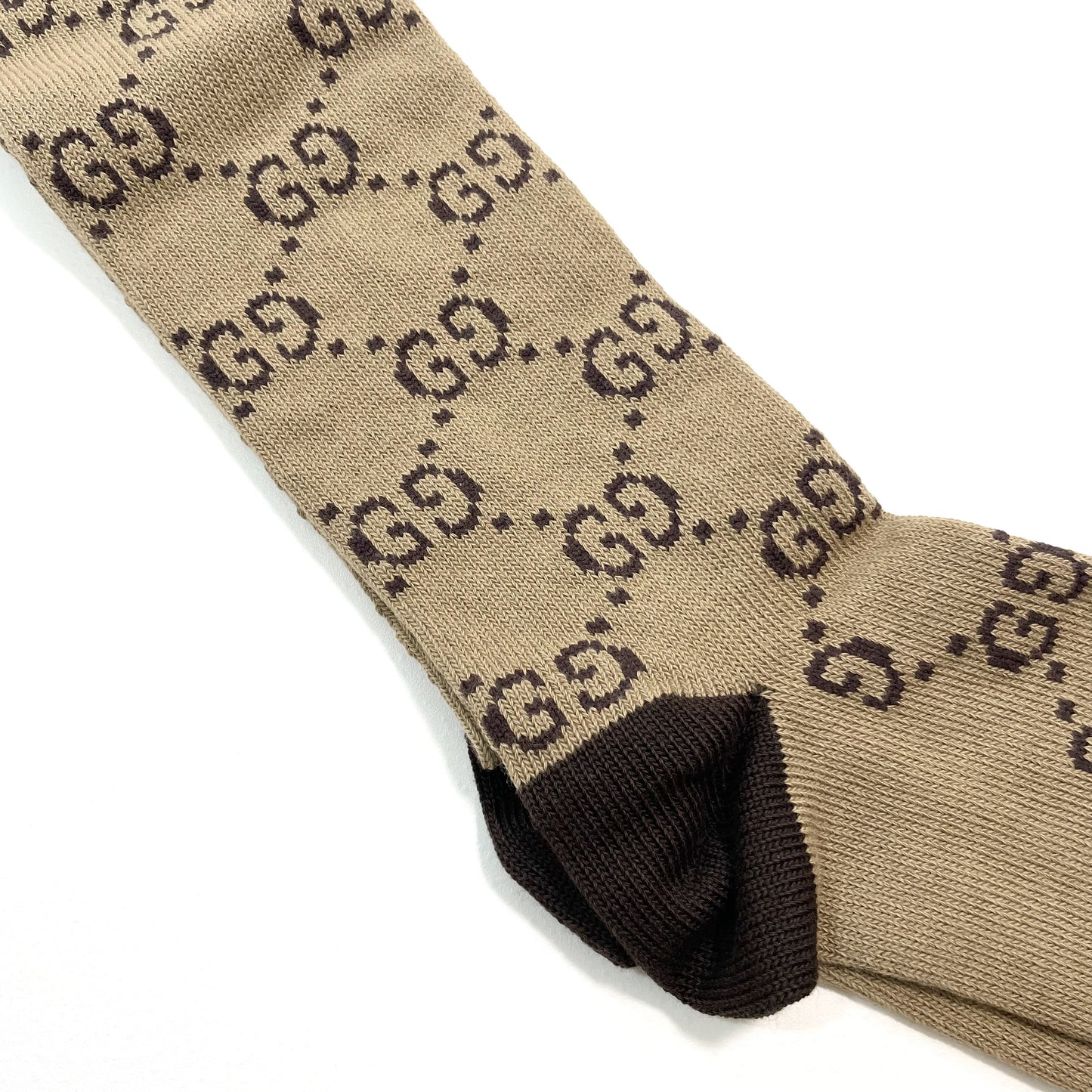 GUCCI グッチ 靴下 S 22cm 23cm 24cm ソックス ロング メンズ レディース 総柄 茶 ブラウン 新品未使用