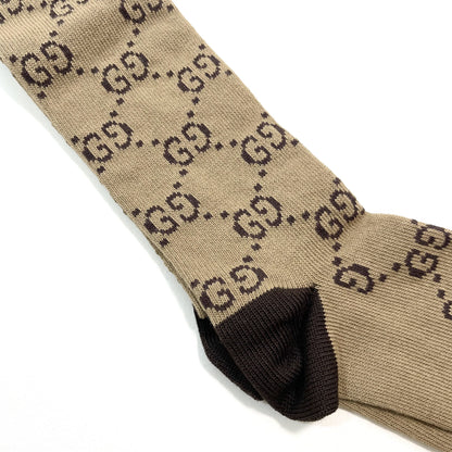 GUCCI グッチ 靴下 S 22cm 23cm 24cm ソックス ロング メンズ レディース 総柄 茶 ブラウン 新品未使用