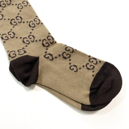 GUCCI グッチ 靴下 S 22cm 23cm 24cm ソックス ロング メンズ レディース 総柄 茶 ブラウン 新品未使用