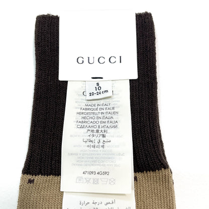 GUCCI グッチ 靴下 S 22cm 23cm 24cm ソックス ロング メンズ レディース 総柄 茶 ブラウン 新品未使用