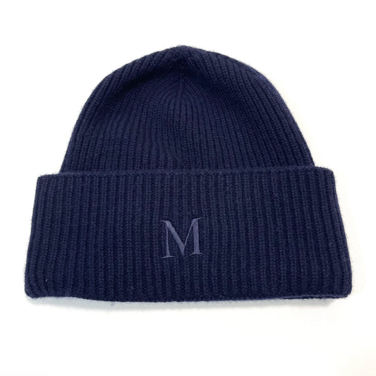 Max Mara マックスマーラ ニット帽 57cm 帽子 ロゴ 刺繡 カシミヤ メンズ レディース 紺 ネイビー 新品未使用