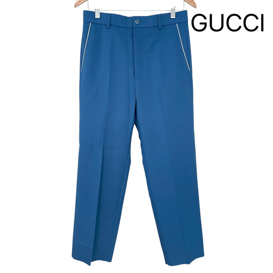 GUCCI グッチ パンツ 44 ノータック シングルパンツ スラックス ボトムス 751787 メンズ 青 ブルー新品未使用