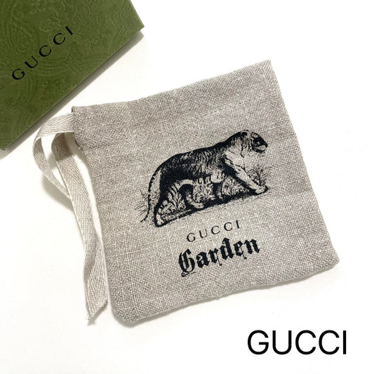 GUCCI グッチ Garden ガーデン ポーチ 袋 小物入れ 収納 リネン トラ 虎 プリント グレー ベージュ 新品未使用