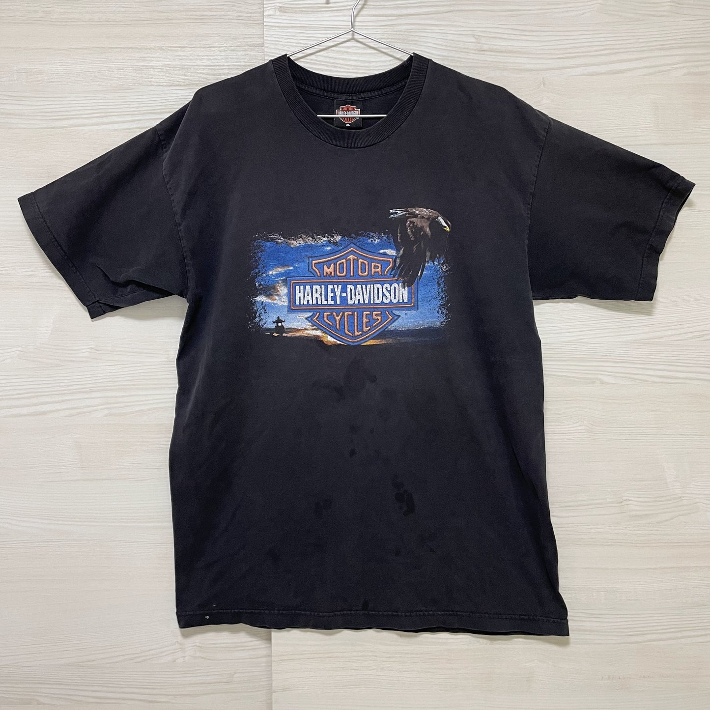 ハーレーダビッドソン Tシャツ XL 半袖 古着 両面プリント イーグル 黒