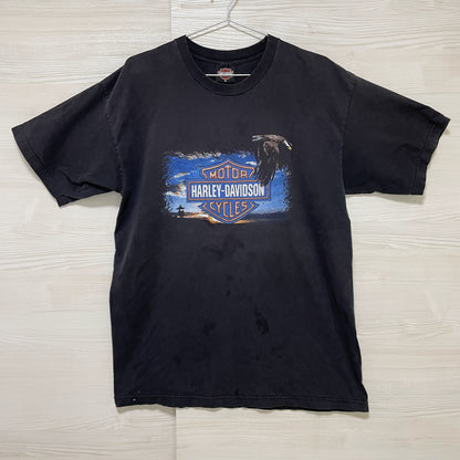ハーレーダビッドソン Tシャツ XL 半袖 古着 両面プリント イーグル 黒