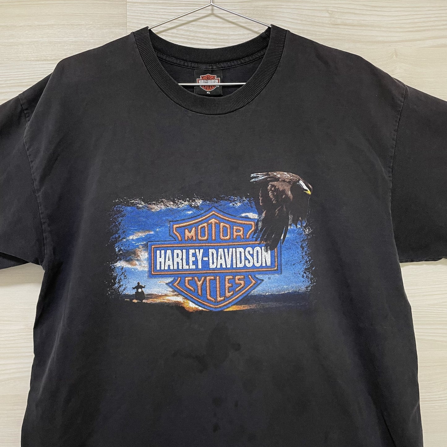 ハーレーダビッドソン Tシャツ XL 半袖 古着 両面プリント イーグル 黒