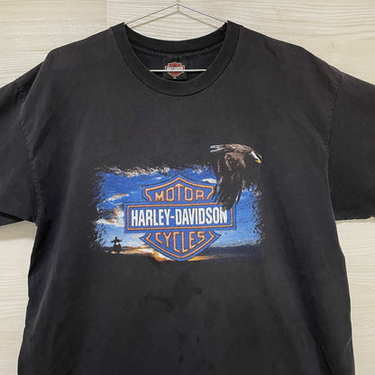 ハーレーダビッドソン Tシャツ XL 半袖 古着 両面プリント イーグル 黒