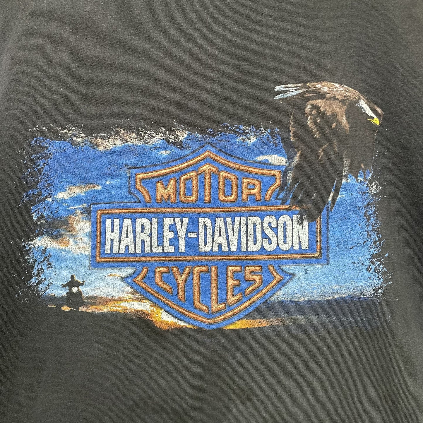 ハーレーダビッドソン Tシャツ XL 半袖 古着 両面プリント イーグル 黒