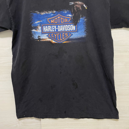 ハーレーダビッドソン Tシャツ XL 半袖 古着 両面プリント イーグル 黒