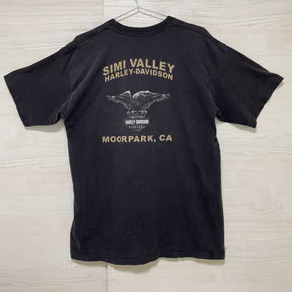 ハーレーダビッドソン Tシャツ XL 半袖 古着 両面プリント イーグル 黒
