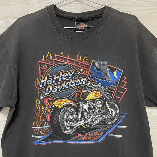 ハーレーダビッドソン Tシャツ XL 古着 両面プリント 90s USA 黒