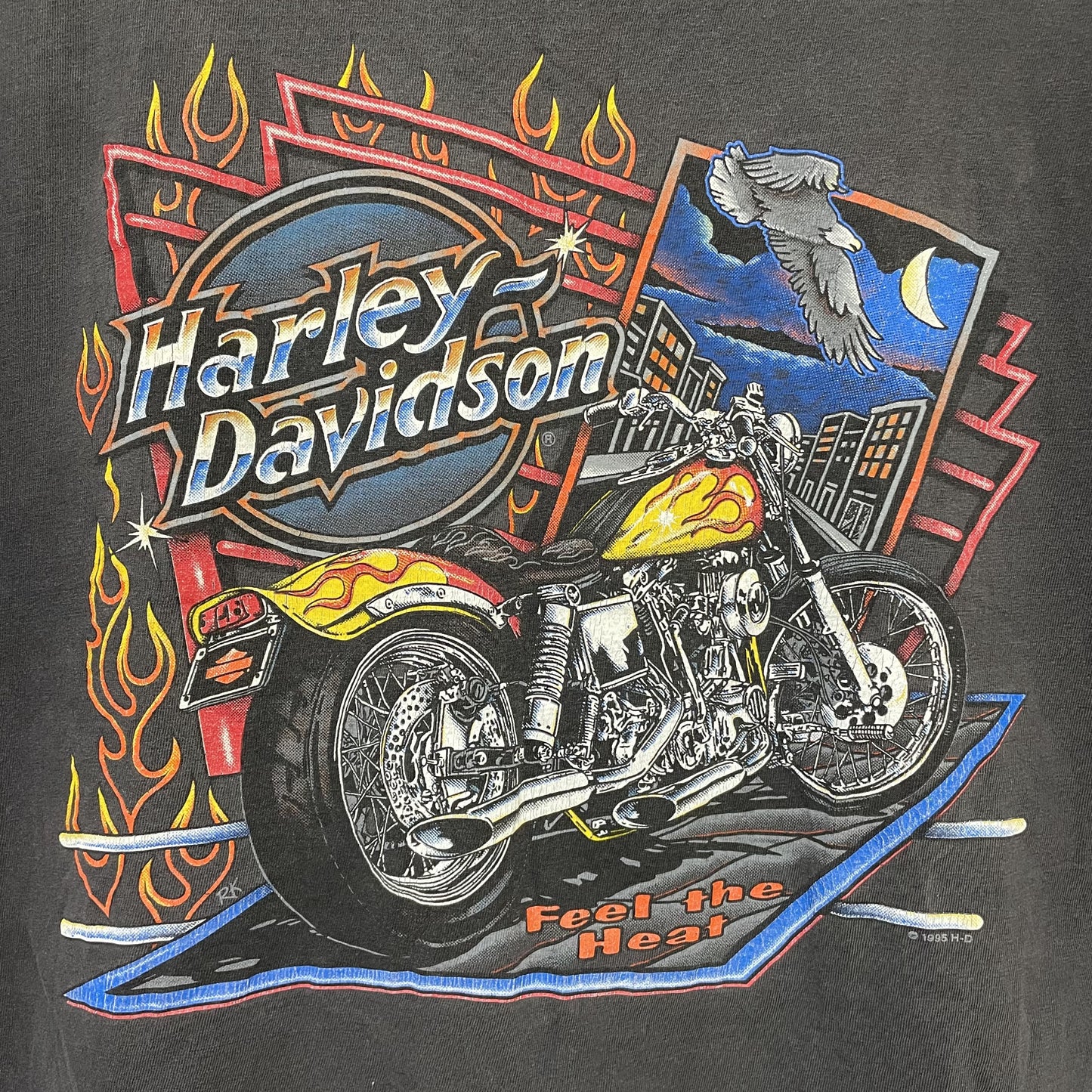 ハーレーダビッドソン Tシャツ XL 古着 両面プリント 90s USA 黒