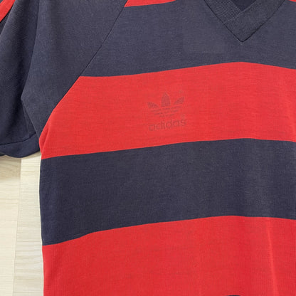 adidas ラガーシャツ M 古着 半袖 80s ヴィンテージ USA 紺 赤