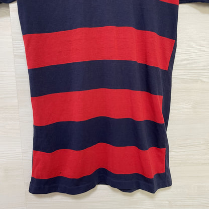 adidas ラガーシャツ M 古着 半袖 80s ヴィンテージ USA 紺 赤