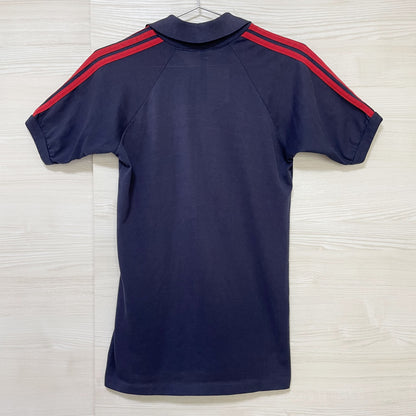 adidas ラガーシャツ M 古着 半袖 80s ヴィンテージ USA 紺 赤