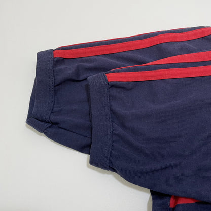 adidas ラガーシャツ M 古着 半袖 80s ヴィンテージ USA 紺 赤