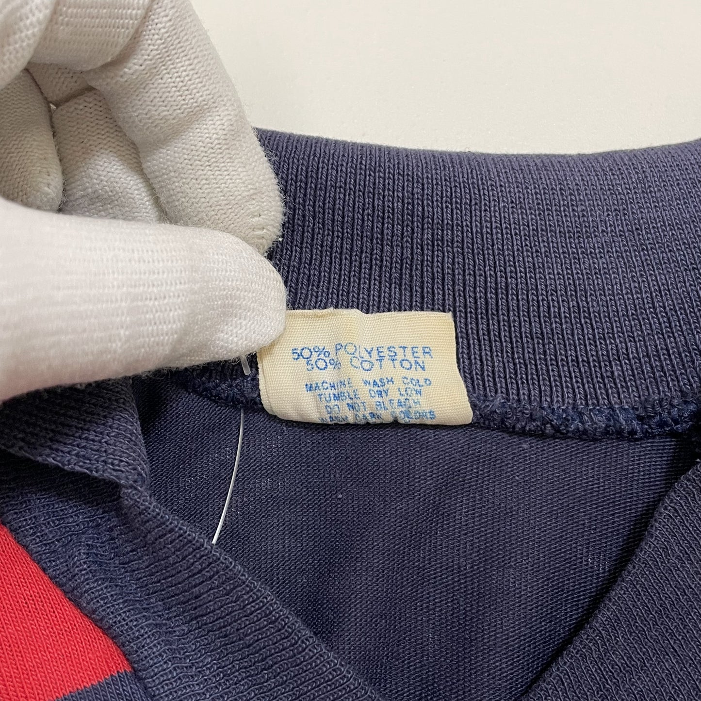 adidas ラガーシャツ M 古着 半袖 80s ヴィンテージ USA 紺 赤