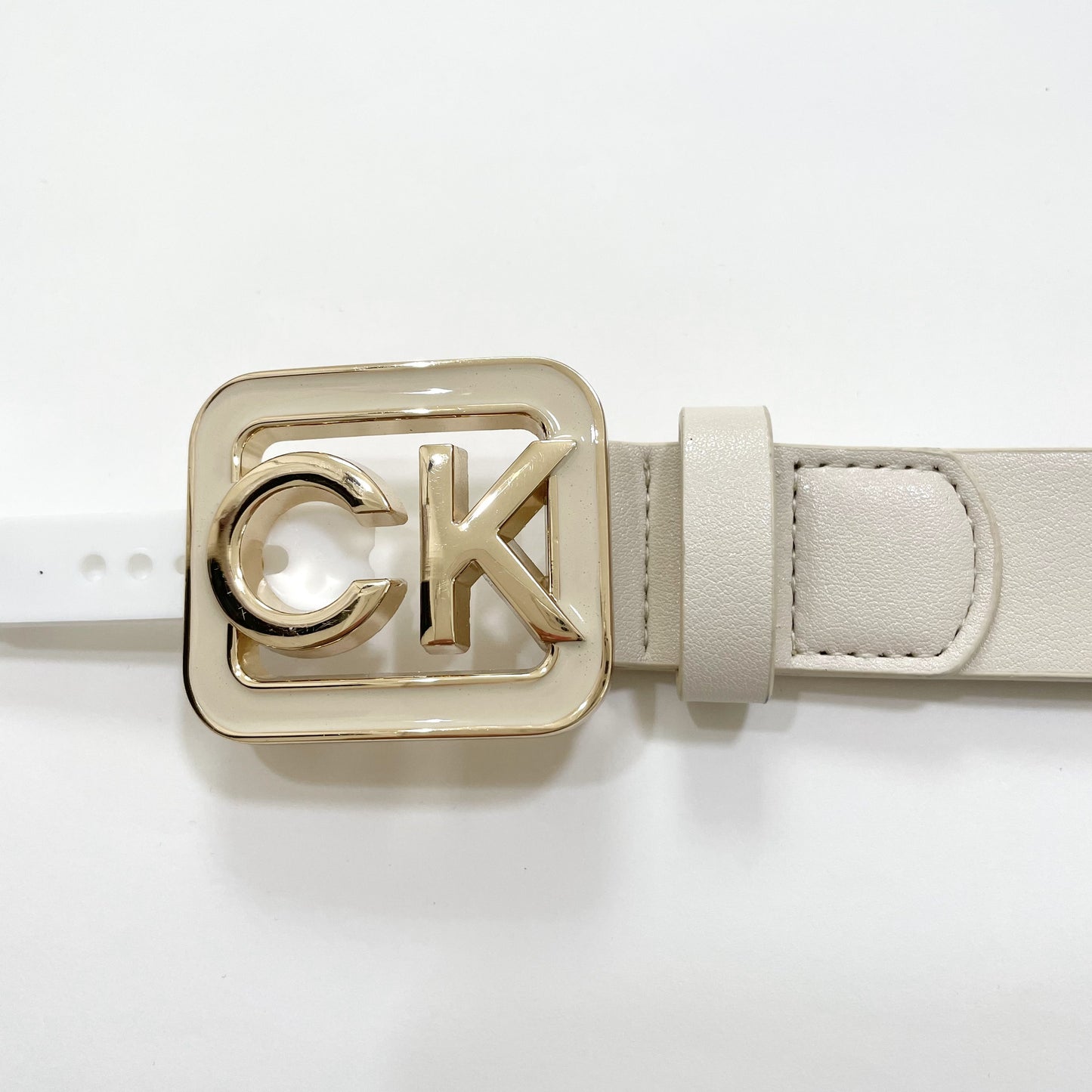 カルバンクライン ベルト Ｌ レディース ロゴ CK シンプル アイボリー