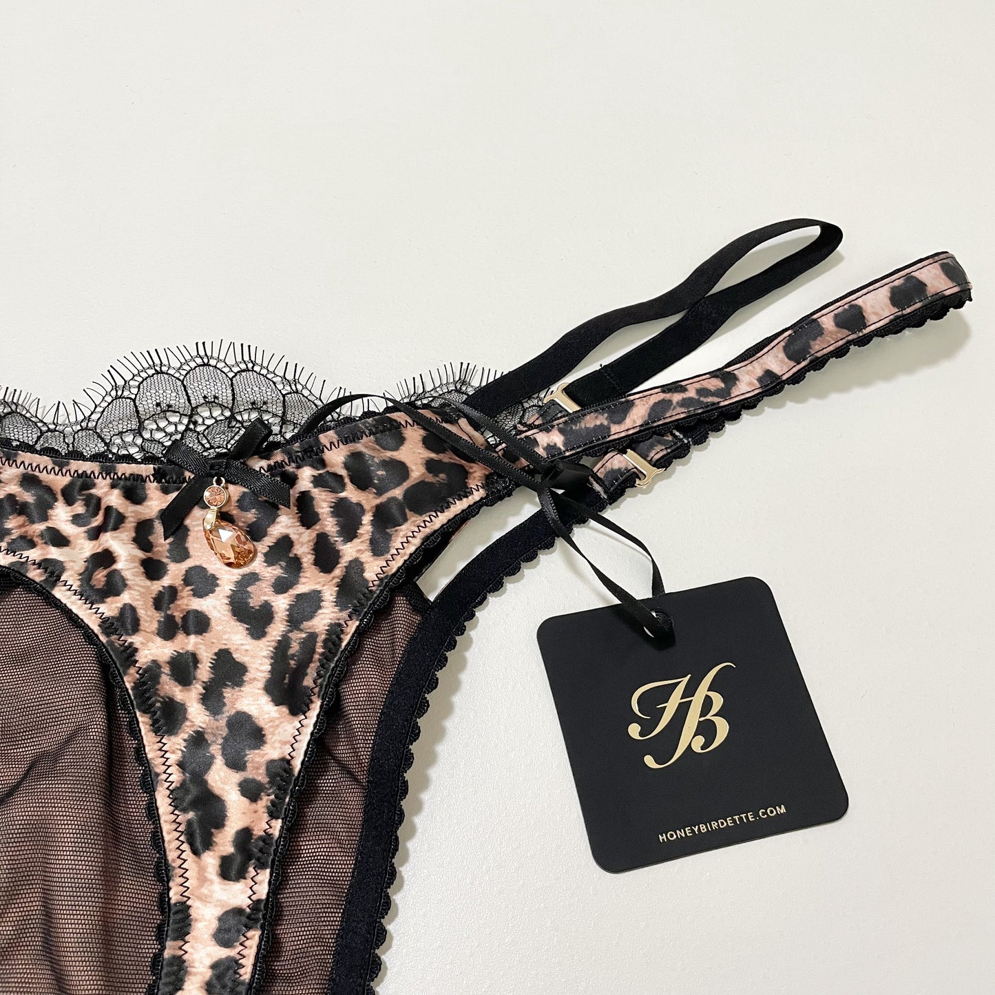 Honey Birdette ショーツ L 下着 Tバック ヒョウ柄 レディース