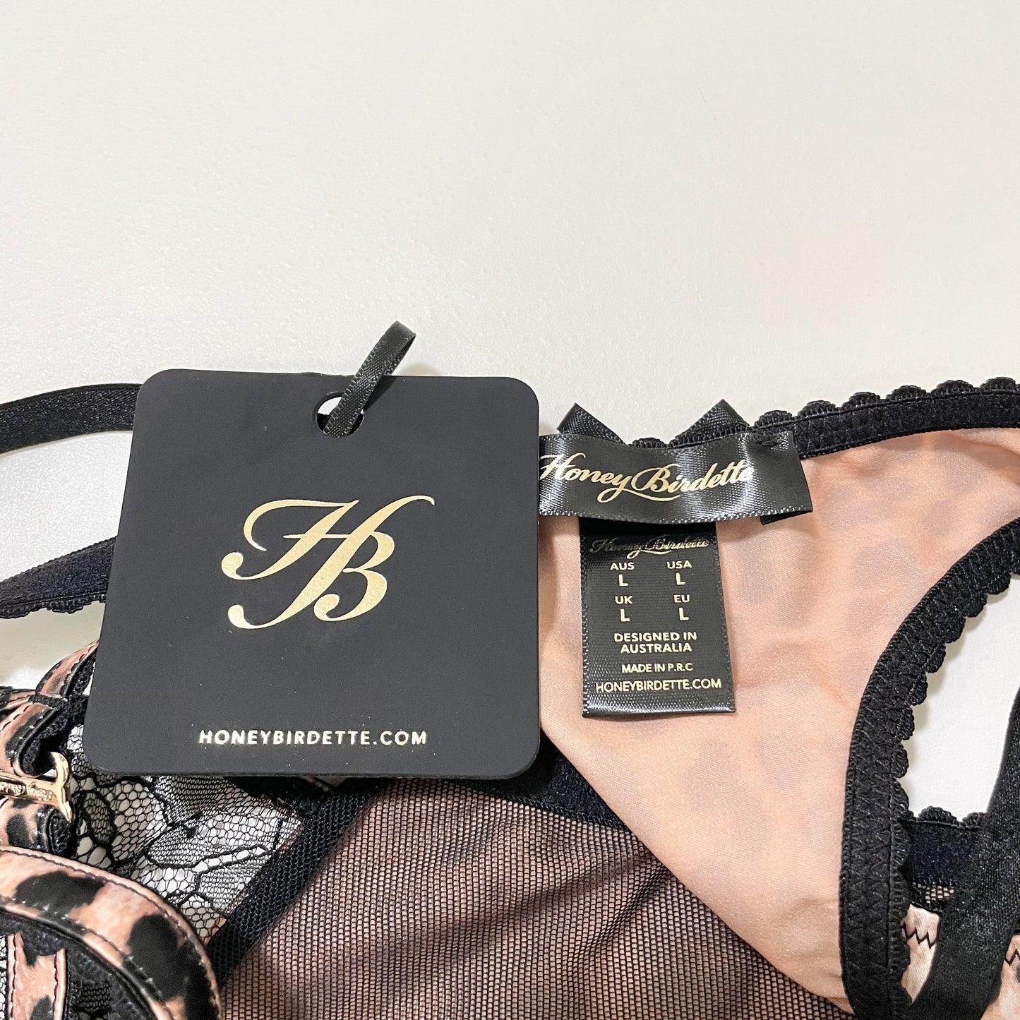 Honey Birdette ショーツ L 下着 Tバック ヒョウ柄 レディース