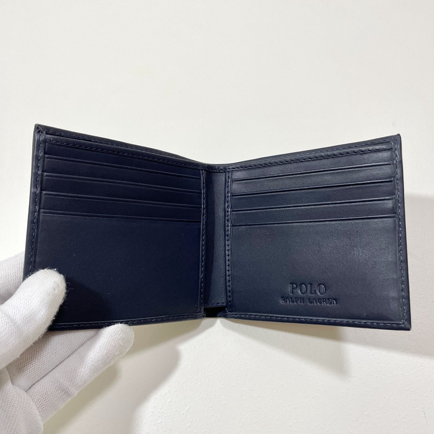 ポロラルフローレン 折り財布 二つ折り ウォレット ベア 刺繍 紺 ネイビー