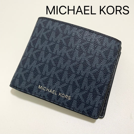 MICHAEL KORS マイケルコース 財布 折り財布 二つ折り財布 ウォレット メンズ シグネチャー コンパクト 紺 ネイビー