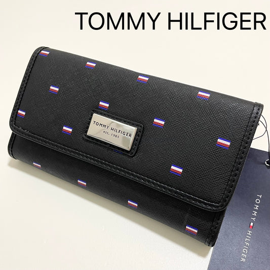 TOMMY HILFIGER トミーヒルフィガー 財布 長財布 三つ折り 折り財布 大容量 カードケース レディース 黒 ブラック