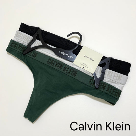 Calvin Klein カルバンクライン ショーツ M 3枚セット Tバック レディース 緑 グリーン グレー 黒 ブラック