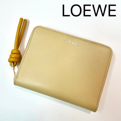 LOEWE ロエベ 財布 ウォレット ノット コンパクト ジップアラウンドレディース シャイニーナパカーフ 黄 イエロー ミニ財布