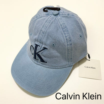 Calvin Klein カルバンクライン キャップ ベースボール 帽子 ONE SIZE デニム 刺繍 ロゴCK レディース 青