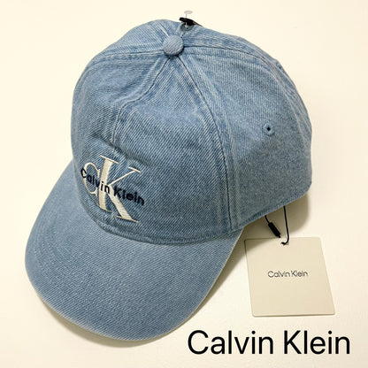 Calvin Klein カルバンクライン キャップ ベースボール 帽子 ONE SIZE デニム 刺繍 ロゴCK レディース 青