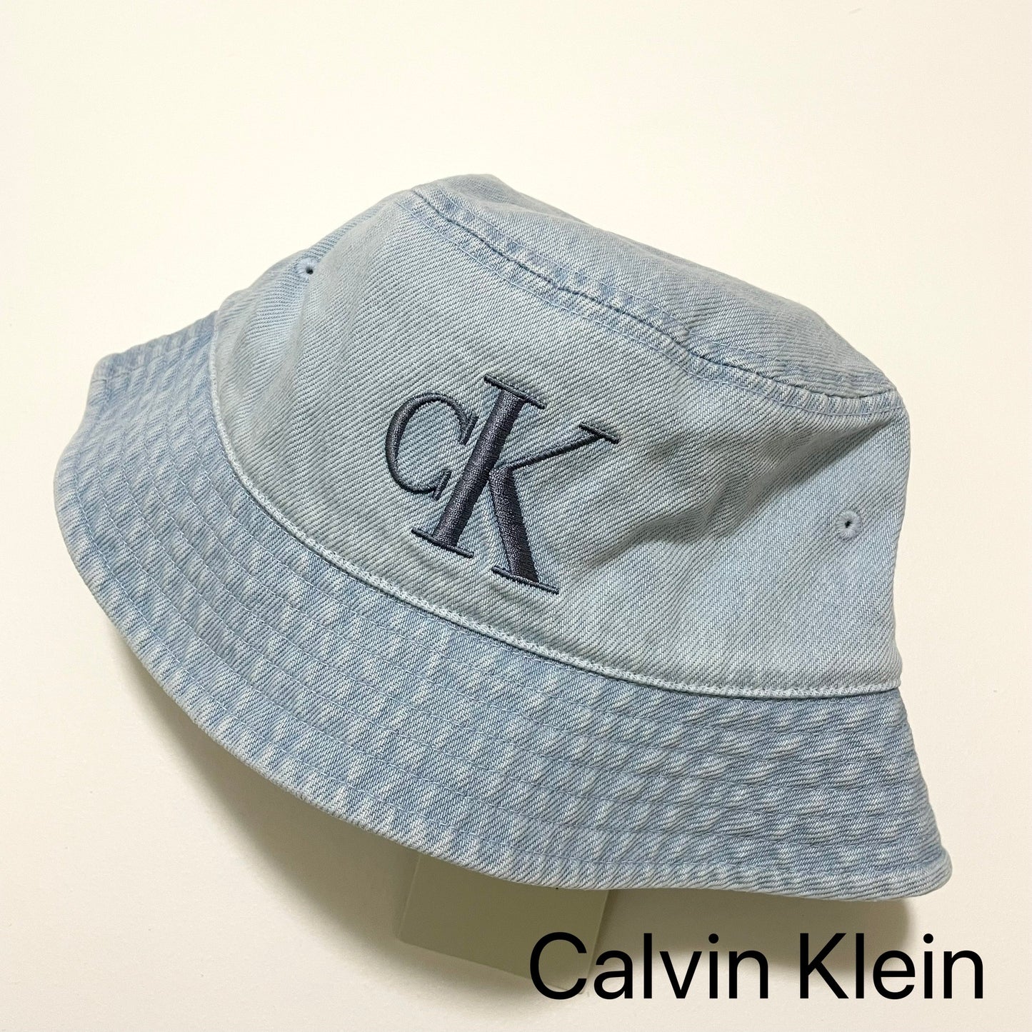 Calvin Klein カルバンクライン バケハ バケットハット 帽子 ONE SIZE デニム 刺繍 ロゴ レディース 青