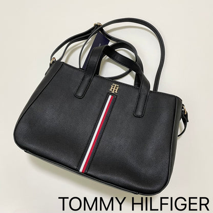 TOMMY HILFIGER トミーヒルフィガー ショルダーバッグ 斜め掛け レディース シンプル ロゴ トリコロール ブラック